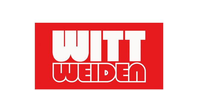 Witt Weiden Logo Schriftzug in weiß mit rotem Hintergrund