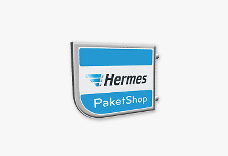 Außenschild mit Hermes Logo